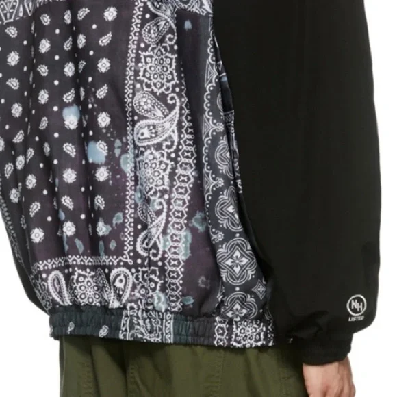 Neighborhood Jacket Bandana Oversized Japan Designer Chopped Track Black Mens - Picture 5 of 15